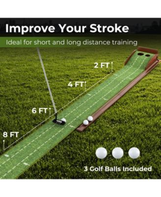Golf Putting Mat Practice Training Aid with Auto Ball Return and 2 Hole Sizes