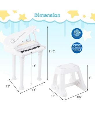 31 Keys Kids Piano Keyboard with Stool and Piano Lid-White