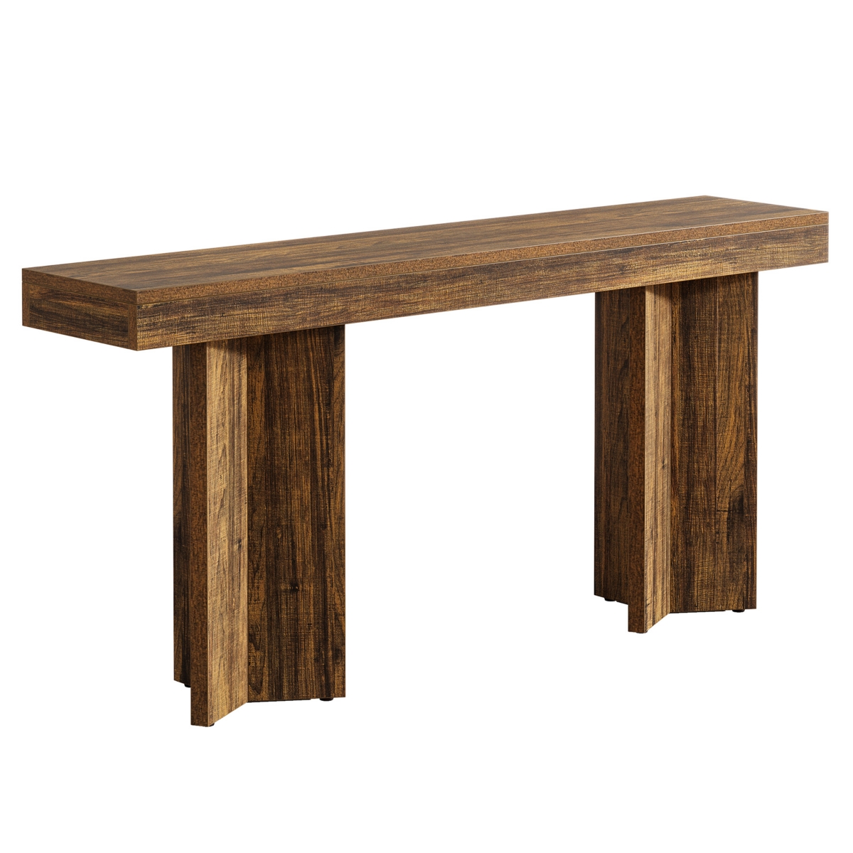 Tribesigns 63" Console Table, Farmhouse Entryway Table, Wooden Rectangular Sofa Table Behind The Couch, Rustic Brown