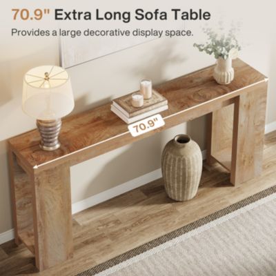 70.9-Inch Extra Long Console Table, Farmhouse Wood Sofa Table Behind Couch, Narrow Entryway Accent Table