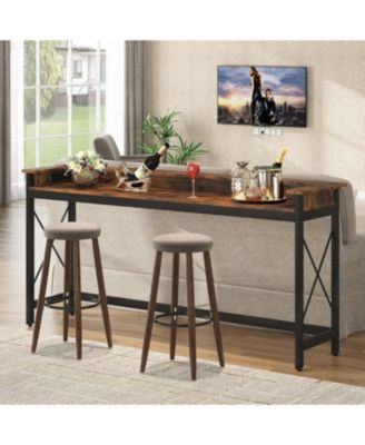 Console Table, 70.9-Inch Engineered Wood and Metal, Extra Long Design with Outlets, USB Ports, and Charging Station, Sofa Table