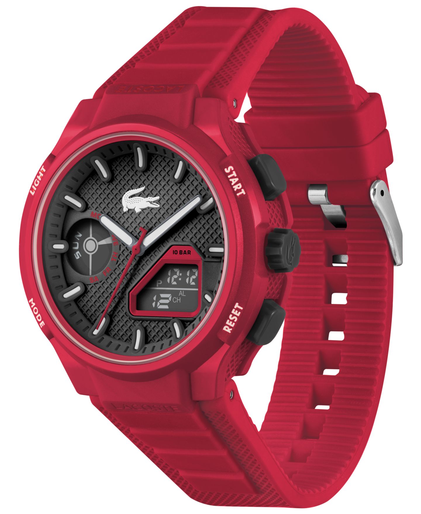 Мужские часы Lacoste LC33 Red Silicone Strap Watch 45mm — фото 2