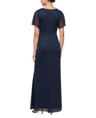 Women's Round-Neck Flutter-Sleeve Gown 