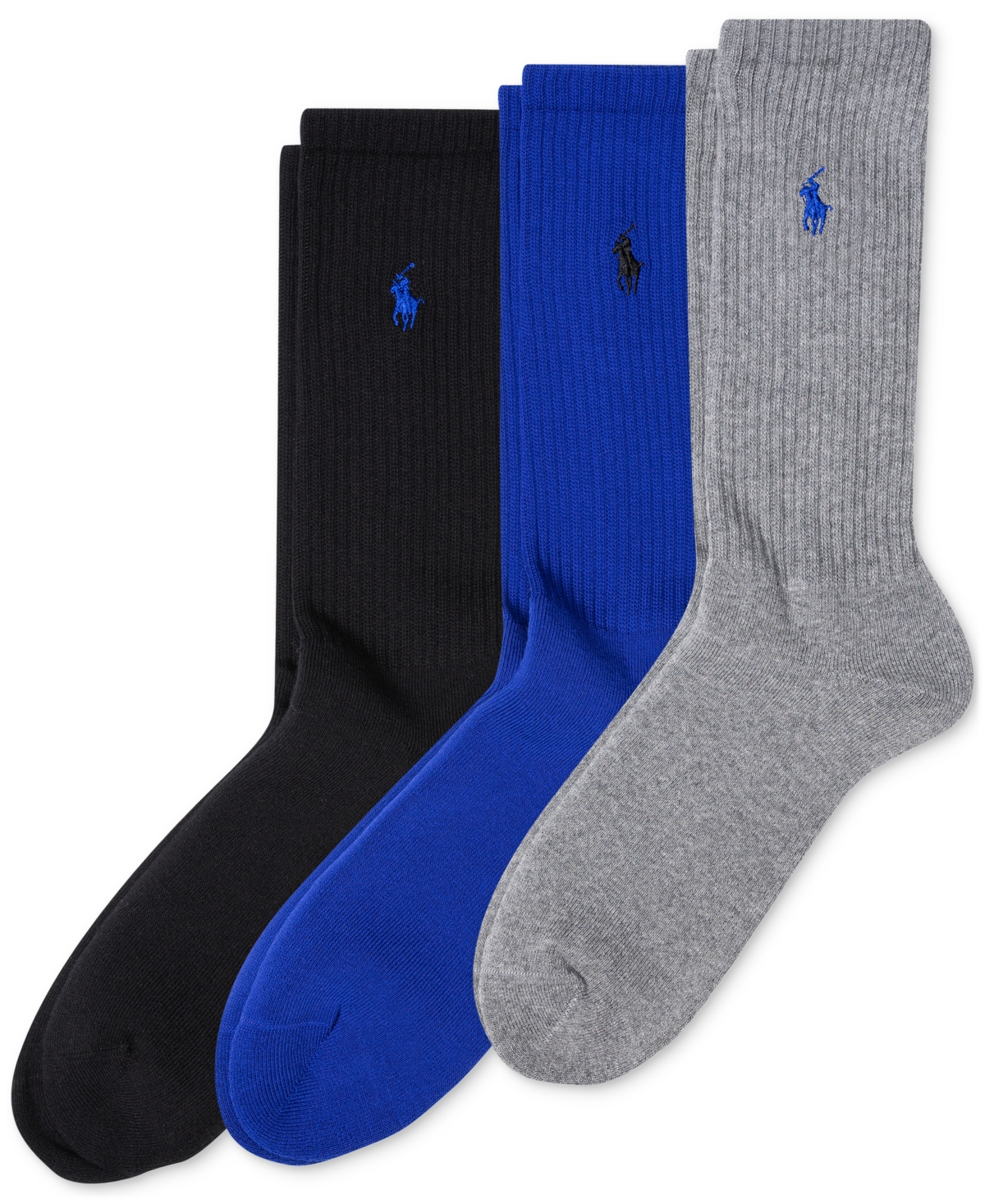 Polo Ralph Lauren 3 Pack Ribbed Cushion Foot Crew Men's Socks