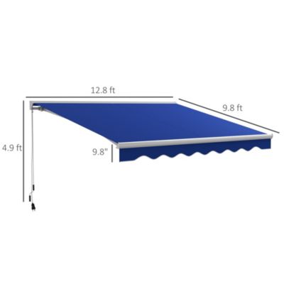 16.5' x 10' Electric Retractable Awning w/ LED Lights, Blue