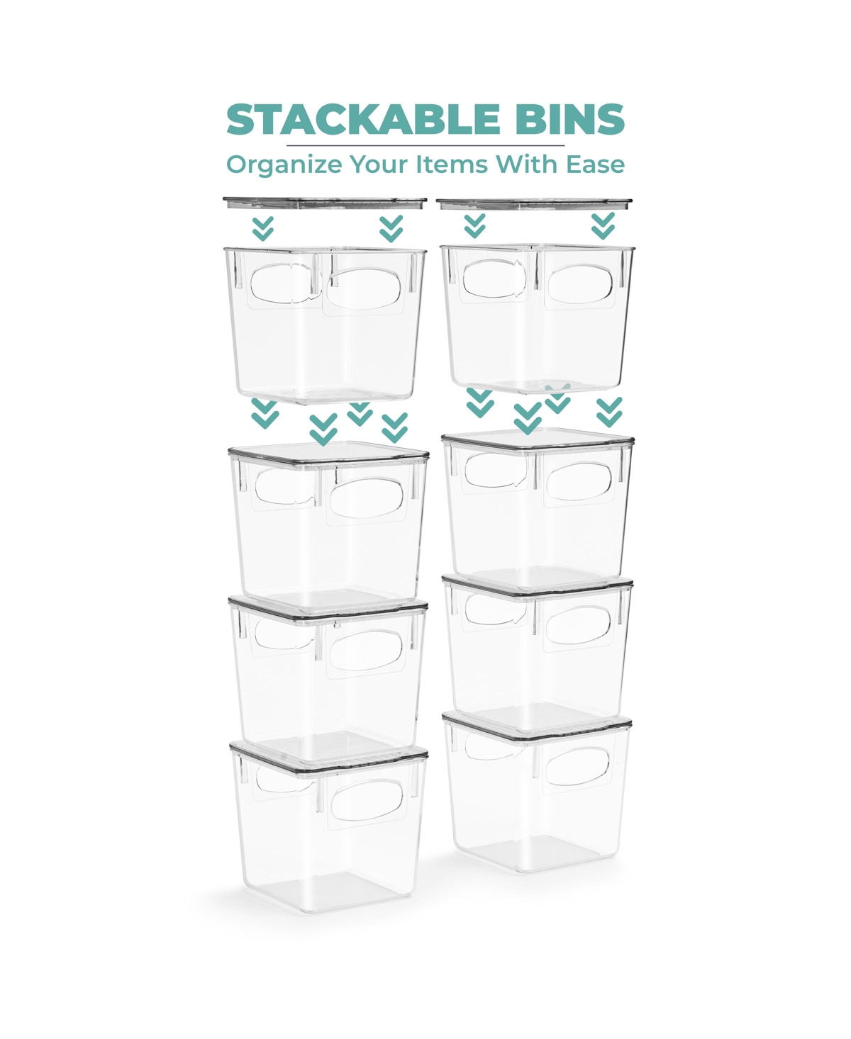 Sorbus 4 PackPlastic Container Bins W/ Lids and Handles - Perfect for Kitchen Organization and Storage - Clear