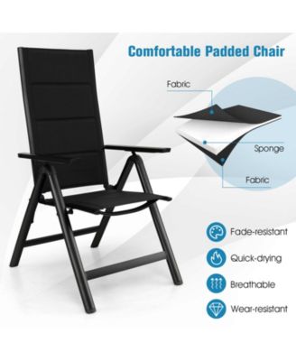 Outdoor Dining Chair with Soft Padded Seat and 7-Position Adjustable Backrest