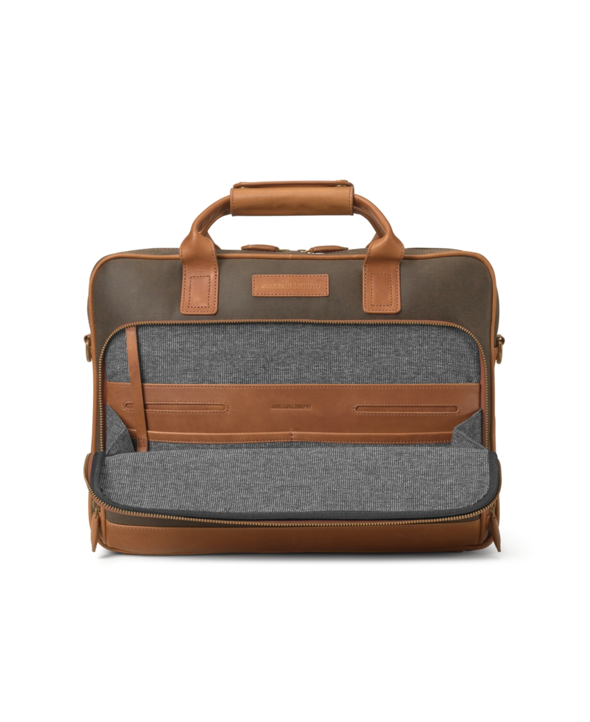 Johnston & Murphy Rhodes Leather Briefcase In Brown,tan