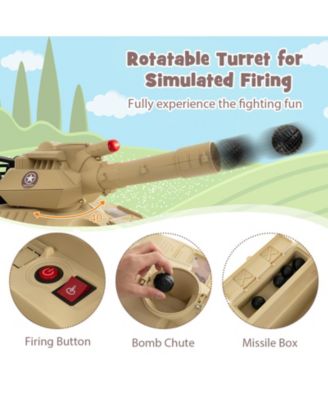 12V Electric Kids Ride On Tank with Rotatable Turret and 8 Missiles