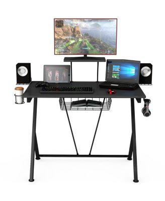 Multifunctional E-Sport Gaming Desk with Headset Hook and Cup Holder
