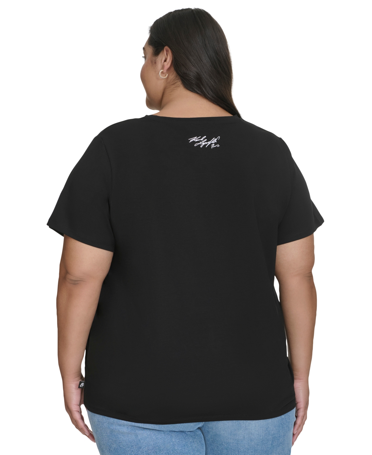 Karl Lagerfeld Paris Plus Size Embellished Script T-Shirt, Created for Macy's