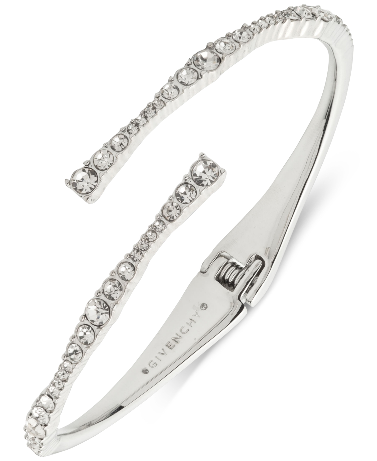 Givenchy Mixed Stone Pave Bypass Cuff Hinge Bracelet In Crystal Wh