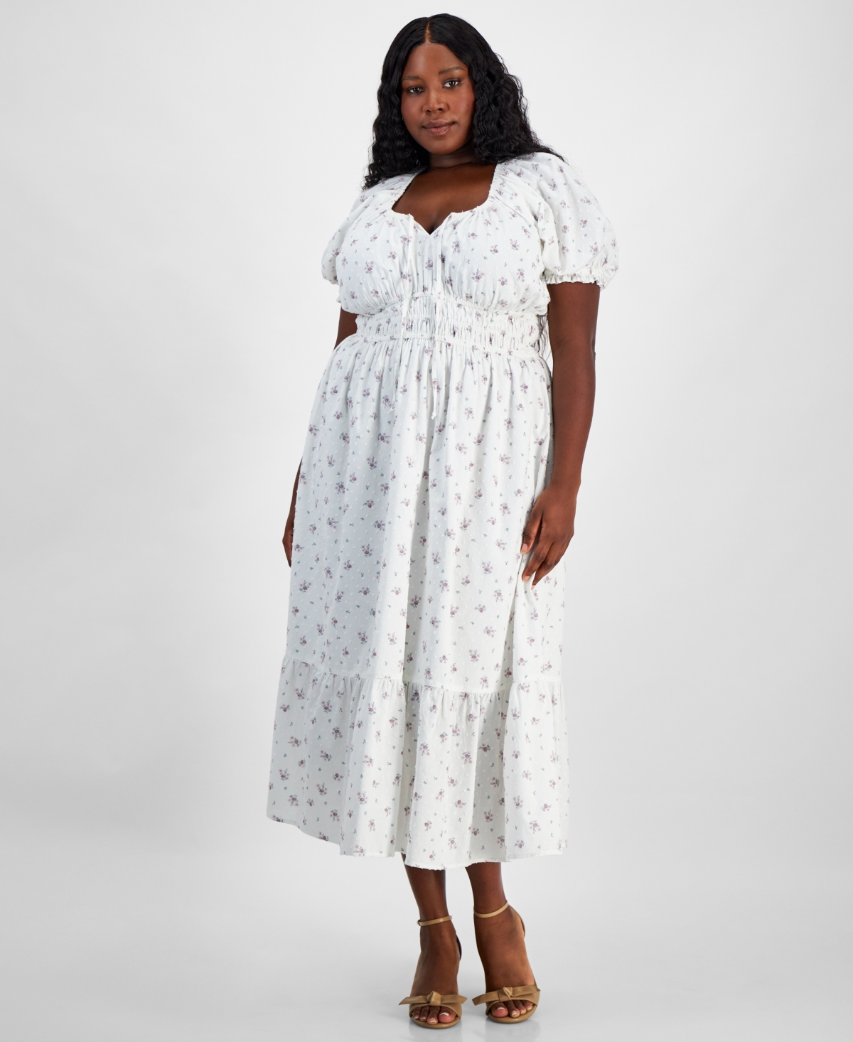 And Now This Women's Short-Sleeve Clip-Dot Midi Dress, Xxs-4X, Created for Macy's
