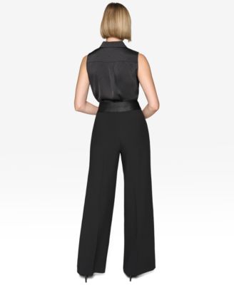 Women's Satin-Waist Wide-Leg Pants