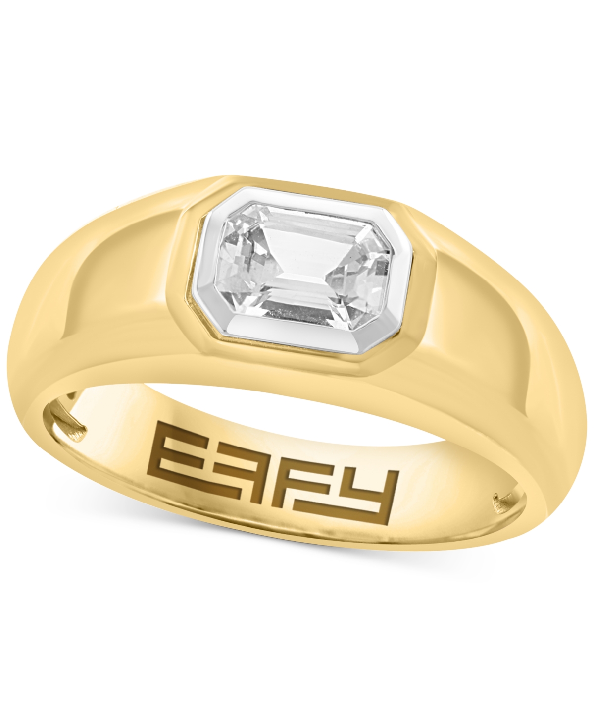 Effy Men's White Sapphire Bezel Ring (1-1/20 ct. t.w.) in Gold-Plated Sterling Silver - Gold-Plated Silver