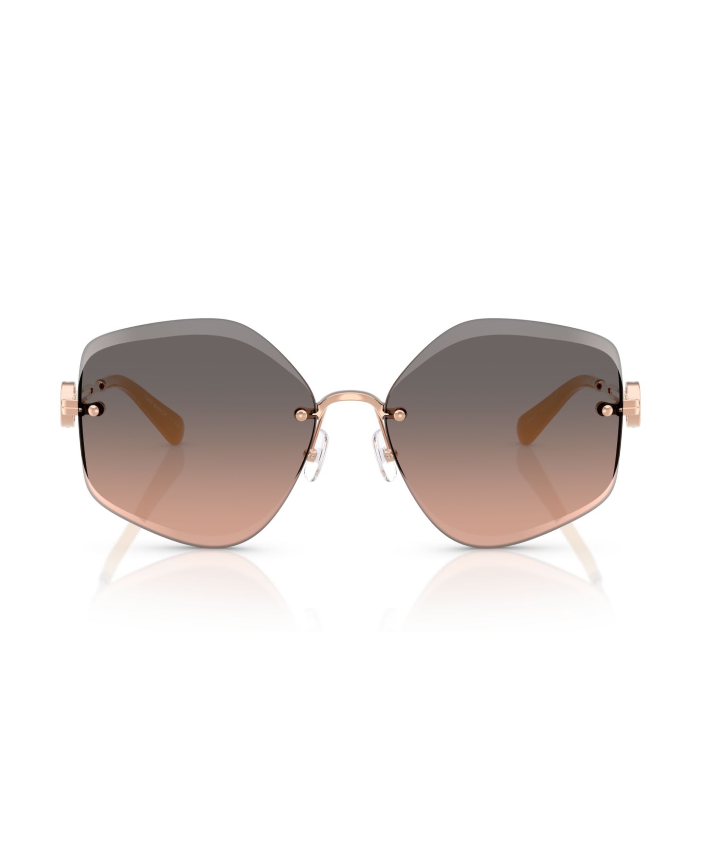 Женские солнцезащитные очки Tory Burch Sunglasses TY6111, цвет: Светлый розовый золотой — фото 2