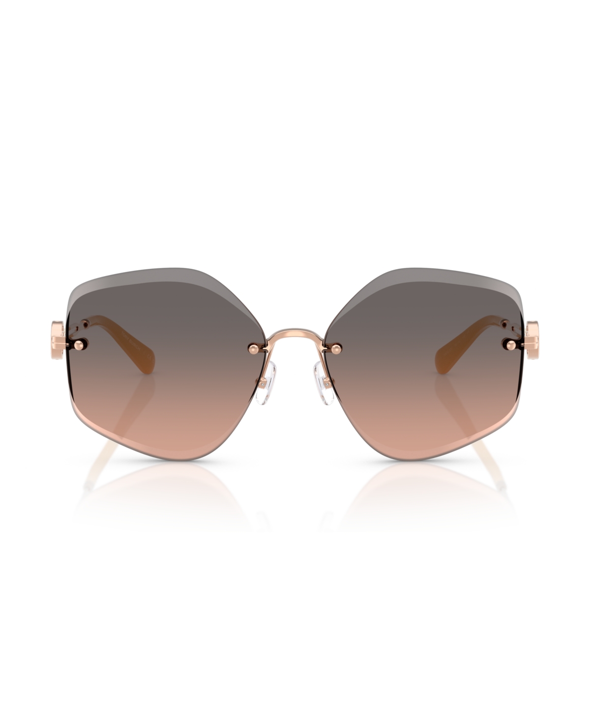 Tory Burch Geometric-frame Sunglasses In Light Rose Gold
