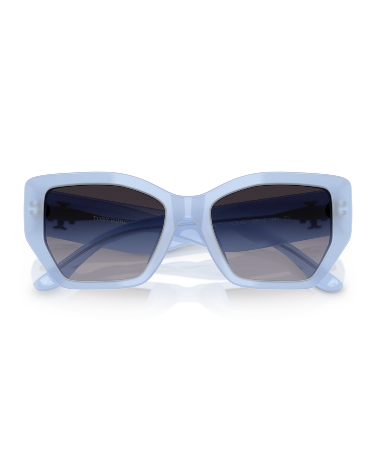 Tory Burch Geometric Sunglasses, 53mm In Milky Light Blue Gradient