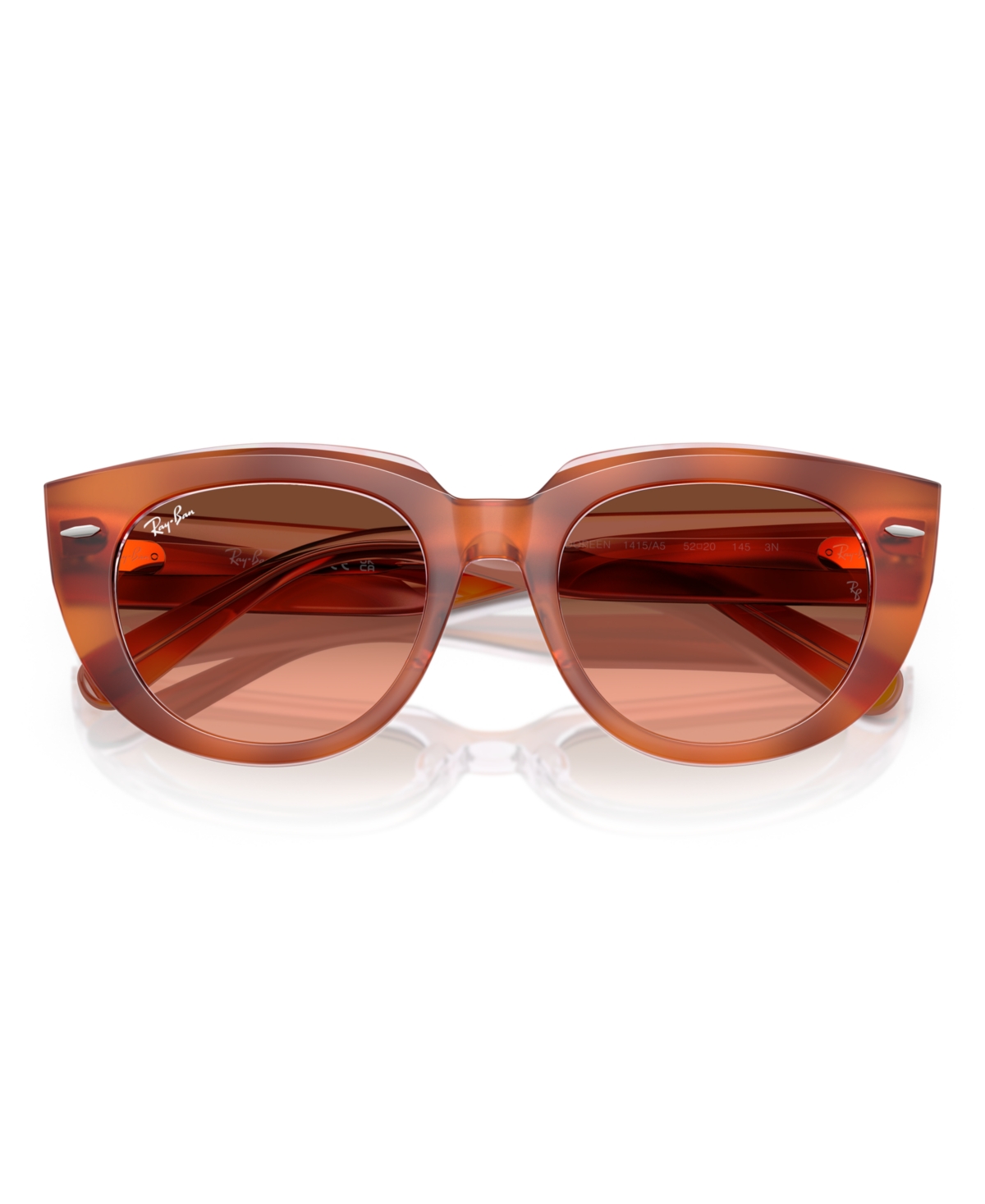 Ray Ban Doreen Sunglasses Red Havana On Transparent Multicolor Frame Pink Lenses 52-20 In Red Havana On Transparent Multicolor