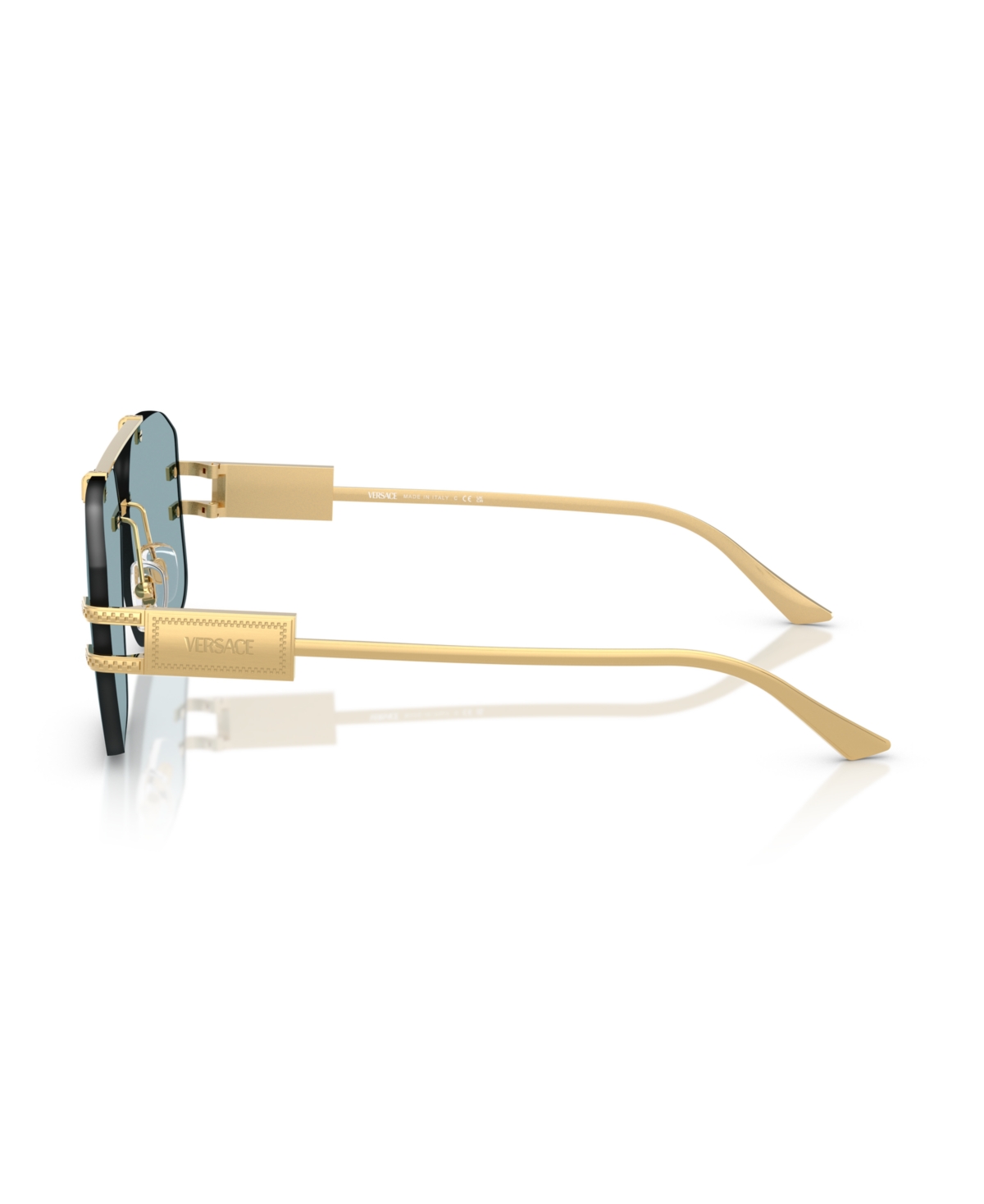 Versace Gold Damier Plaque Sunglasses In Gold,blue