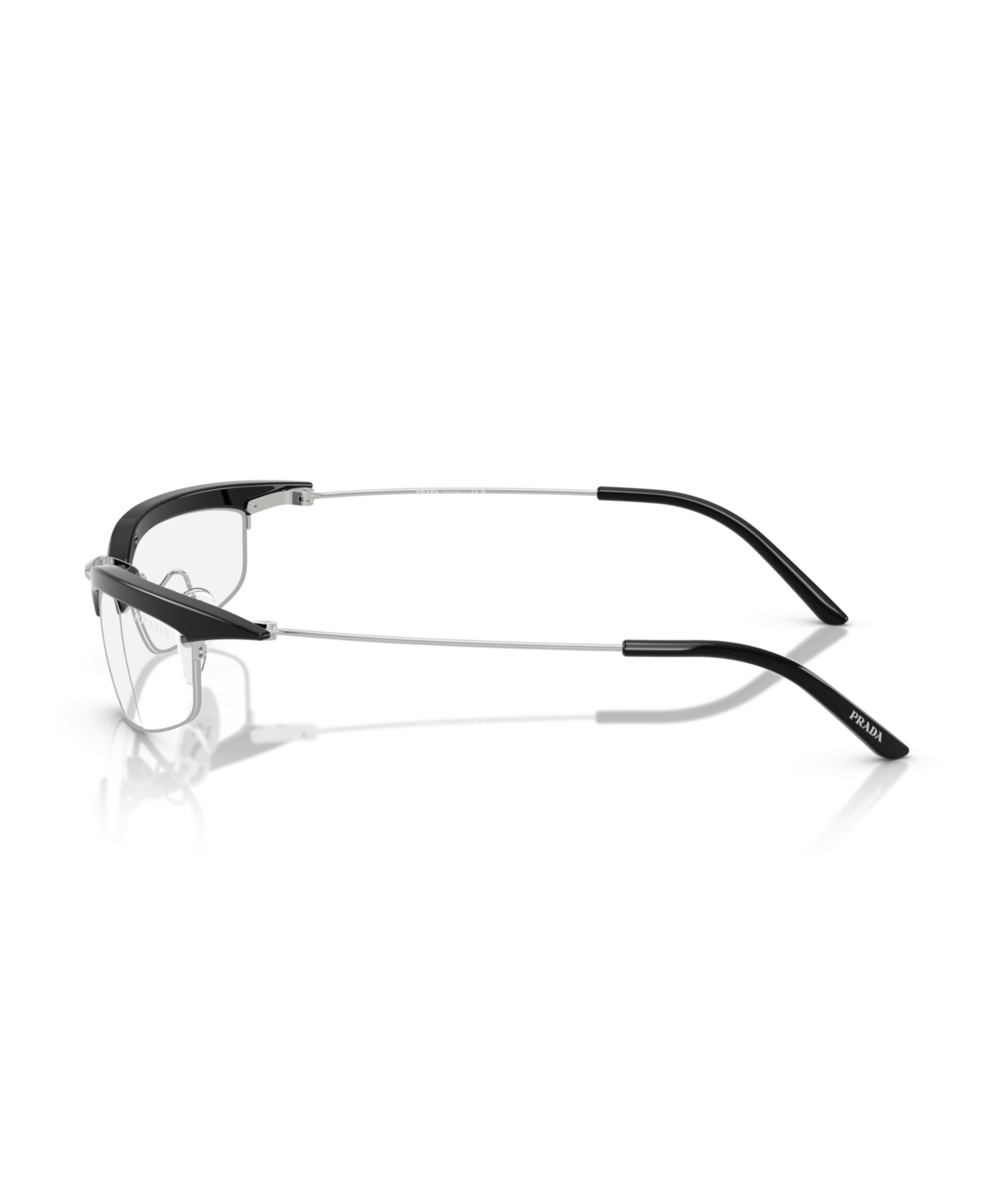 Prada Brille Mit Geometrischem Gestell In Black,silver