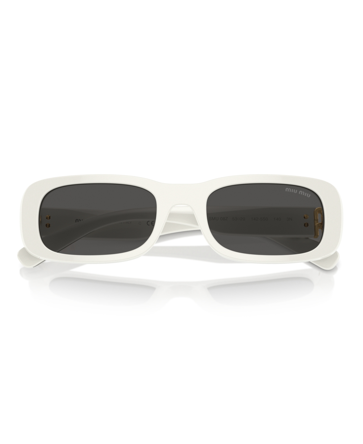Miu Miu Logo Acetate Rectangular Sunglasses In White Ivory