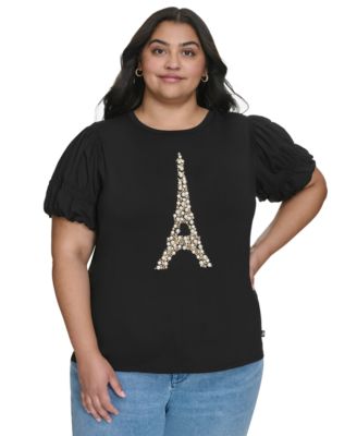 KARL LAGERFELD PARIS - Plus Size Eiffel Tower Embellished Top