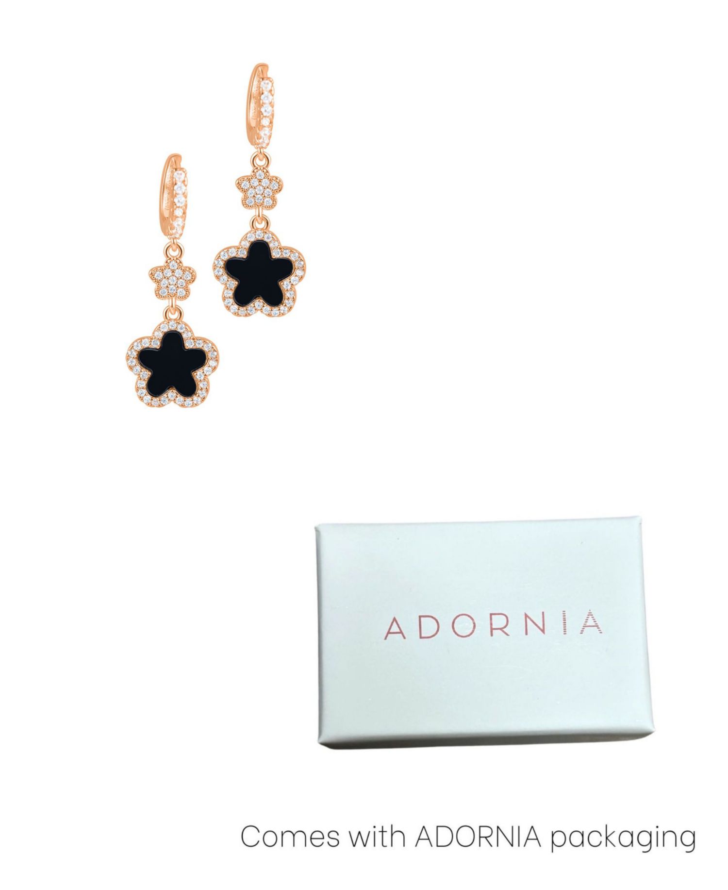 Gold Cubic Zirconia White Clover Earrings