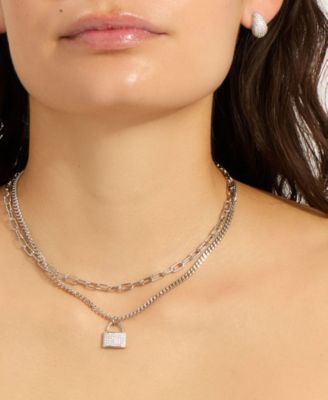 ADORNI Adjustable Crystal Layered Chain Lock Necklace