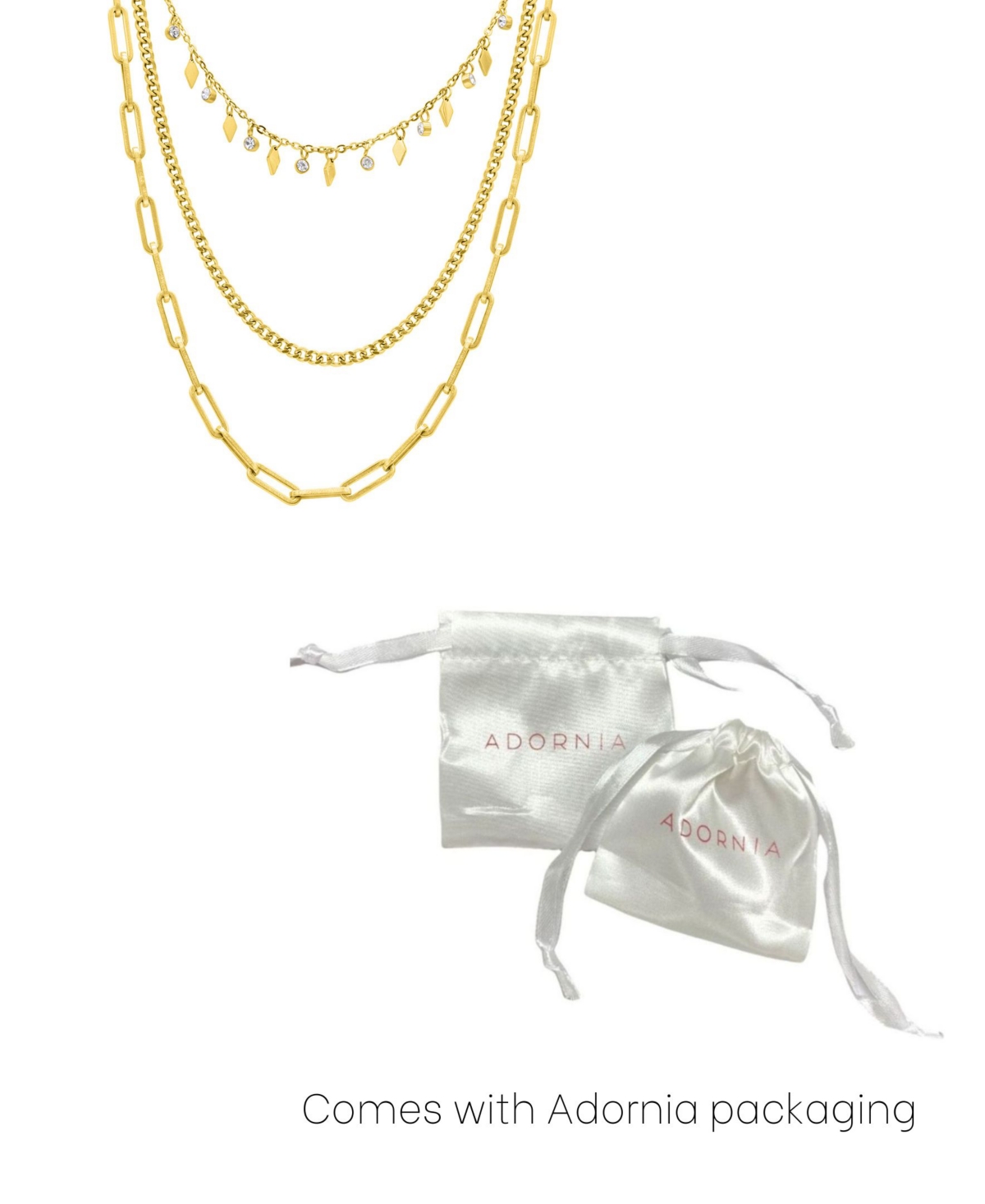 Adornia Set Of 3 Paperclip Chain Necklaces In Gold