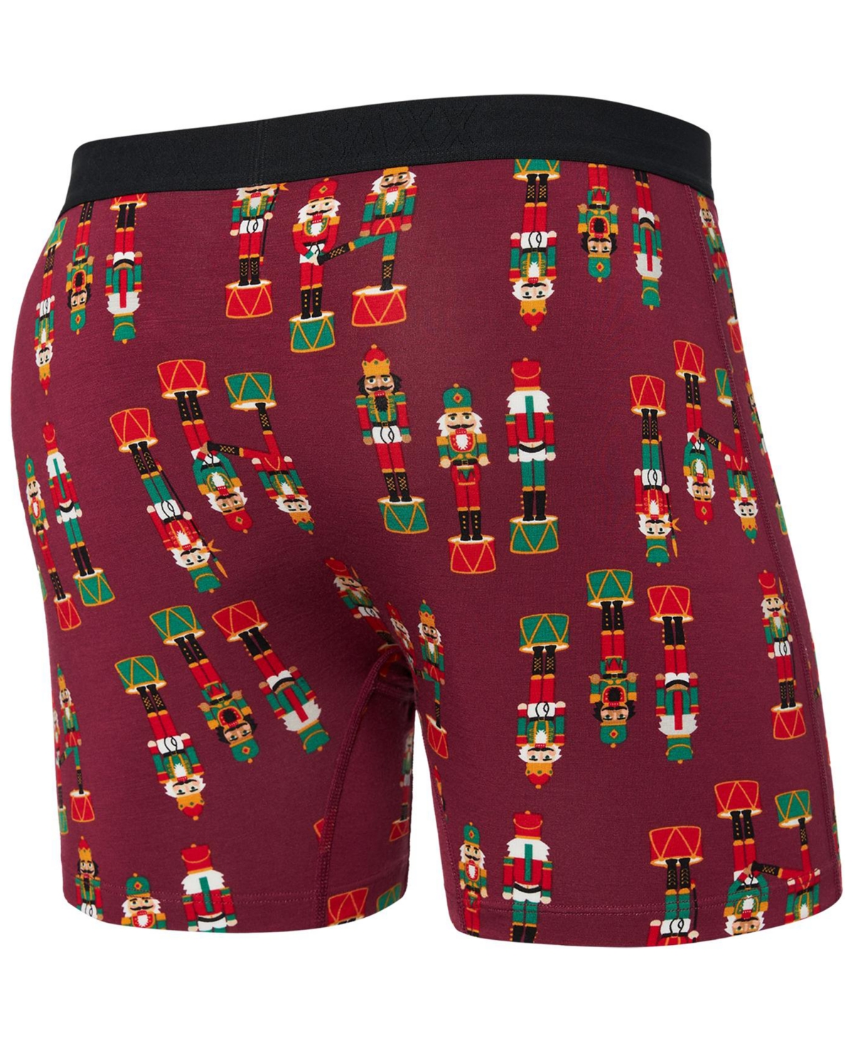 Saxx Men's Ultra Super Soft Relaxed-Fit Moisture-Wicking Holiday Printed Boxer Briefs - Nutcracker-merlot