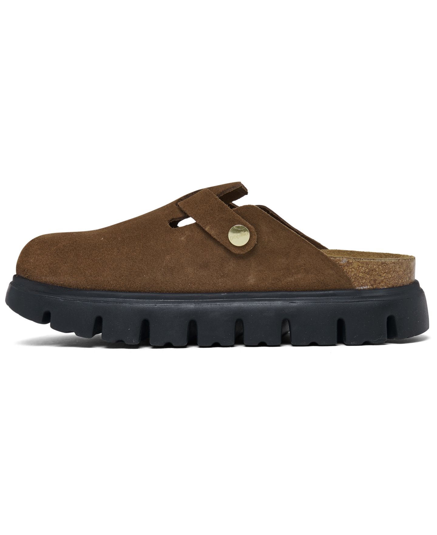 Женские замшевые сабо Birkenstock Boston на массивной платформе, Finish Line, цвет: Тёмный чайный / Чёрный — фото 4