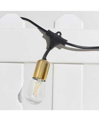 Outdoor Plug-In 48ft Weatherproof LED String Lights, Gold Hardware & Heavy Duty Cord