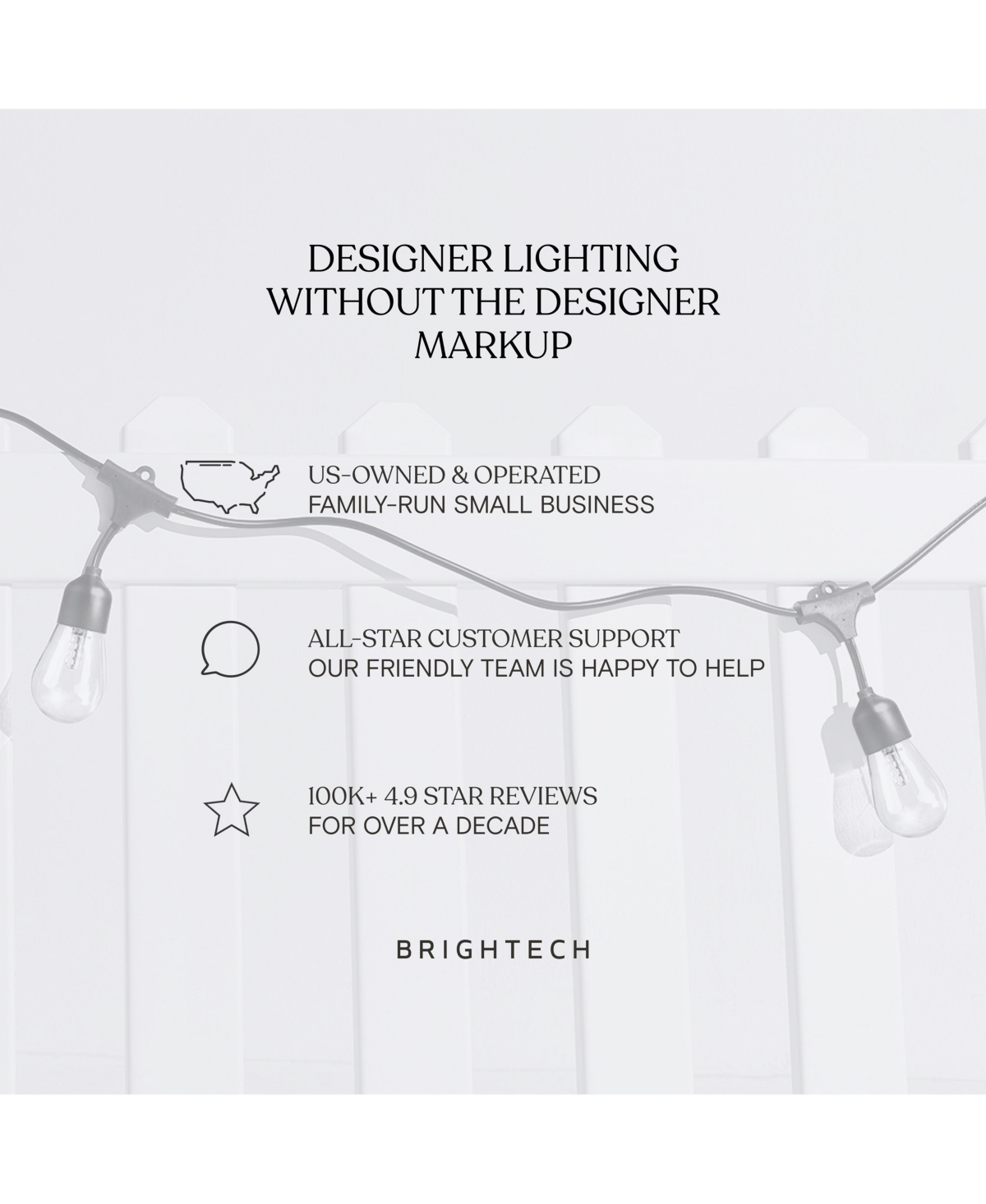 Brightech Ambience Pro 24 ft. Indoor/Outdoor Led Weatherproof 2-Watt String Lights with Warm White Hue
