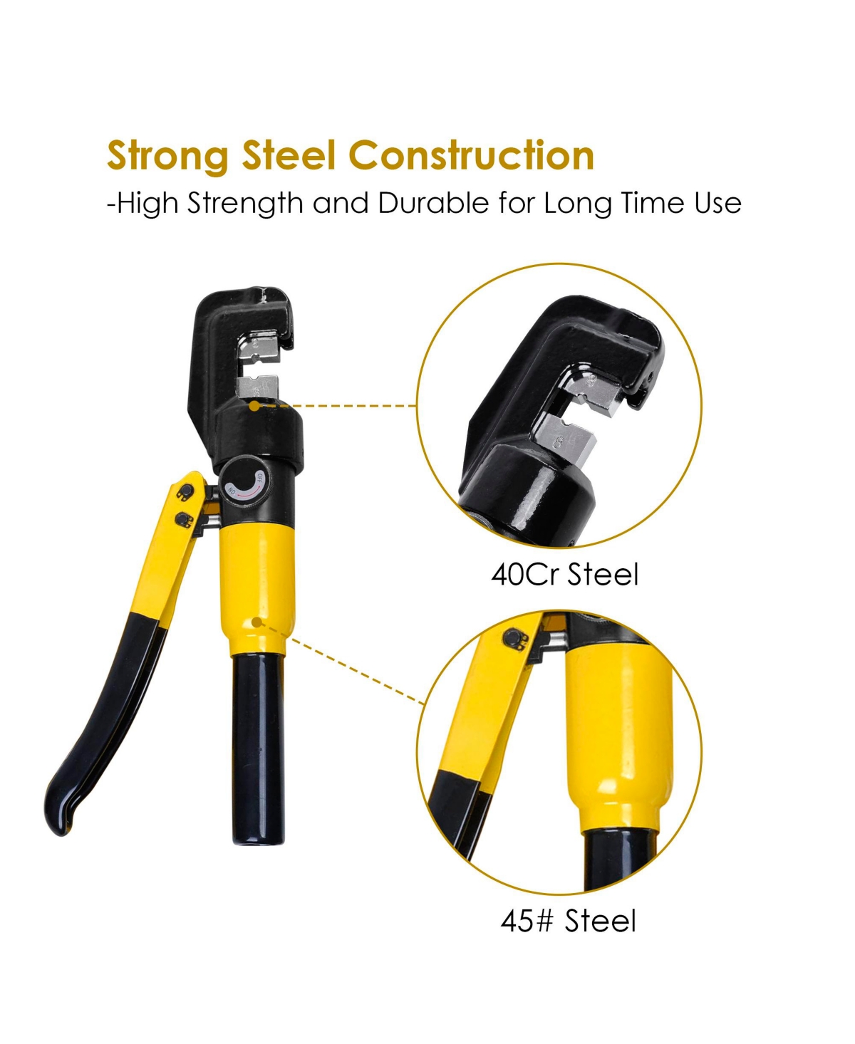 Yescom 10 Ton Hydraulic Wire Crimper Battery Cable Lug Terminal Crimping Tool with 9 Dies