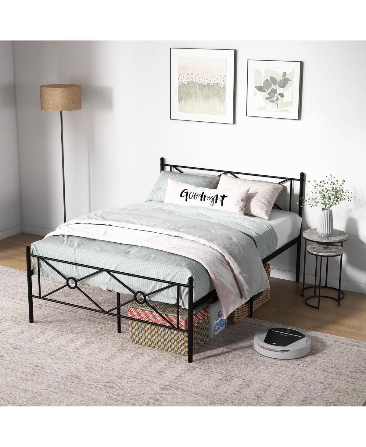 Gymax Size Metal Platform Bed Frame w/ Headboard Mattress Foundation- Black