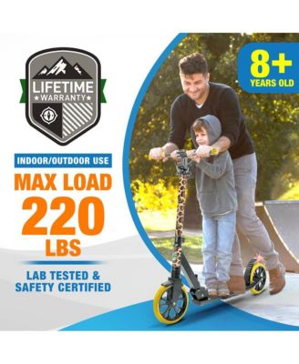 Kick Scooter Adult Teenagers Kids- 2 Wheel Kids Scooter with Adjustable T-Bar Handlebar - Alloy Anti-Slip Deck - Portable Folding Scooters for Kids with Carrying Strap - Leopard