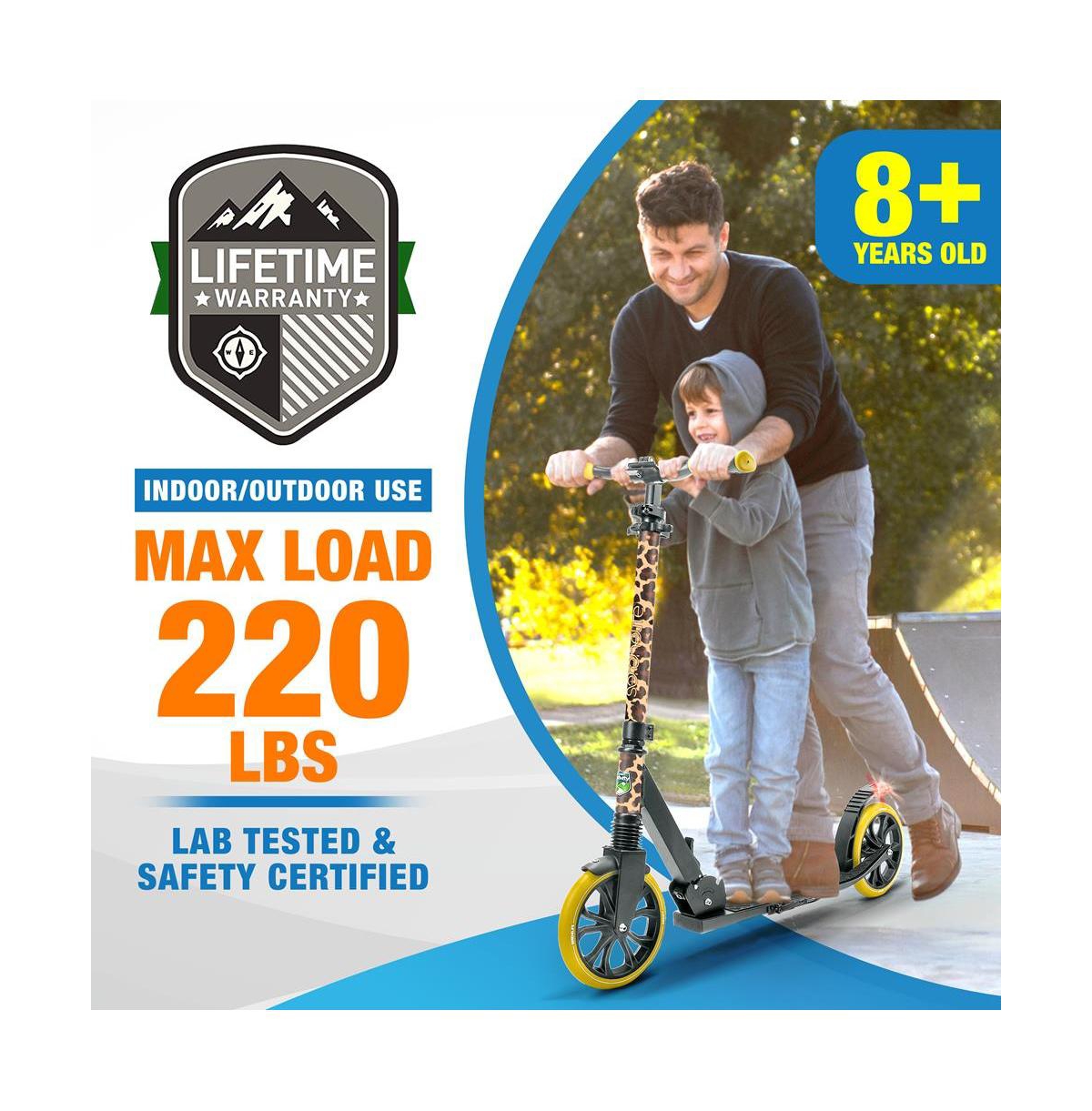 SereneLife Lightweight and Foldable Kick Scooter - Adjustable Scooter for Teens and Adult, Alloy Deck with High Impact Wheels
