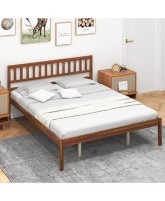 Queen Size Wood Bed Frame with Headboard and Slat Support-Queen Size