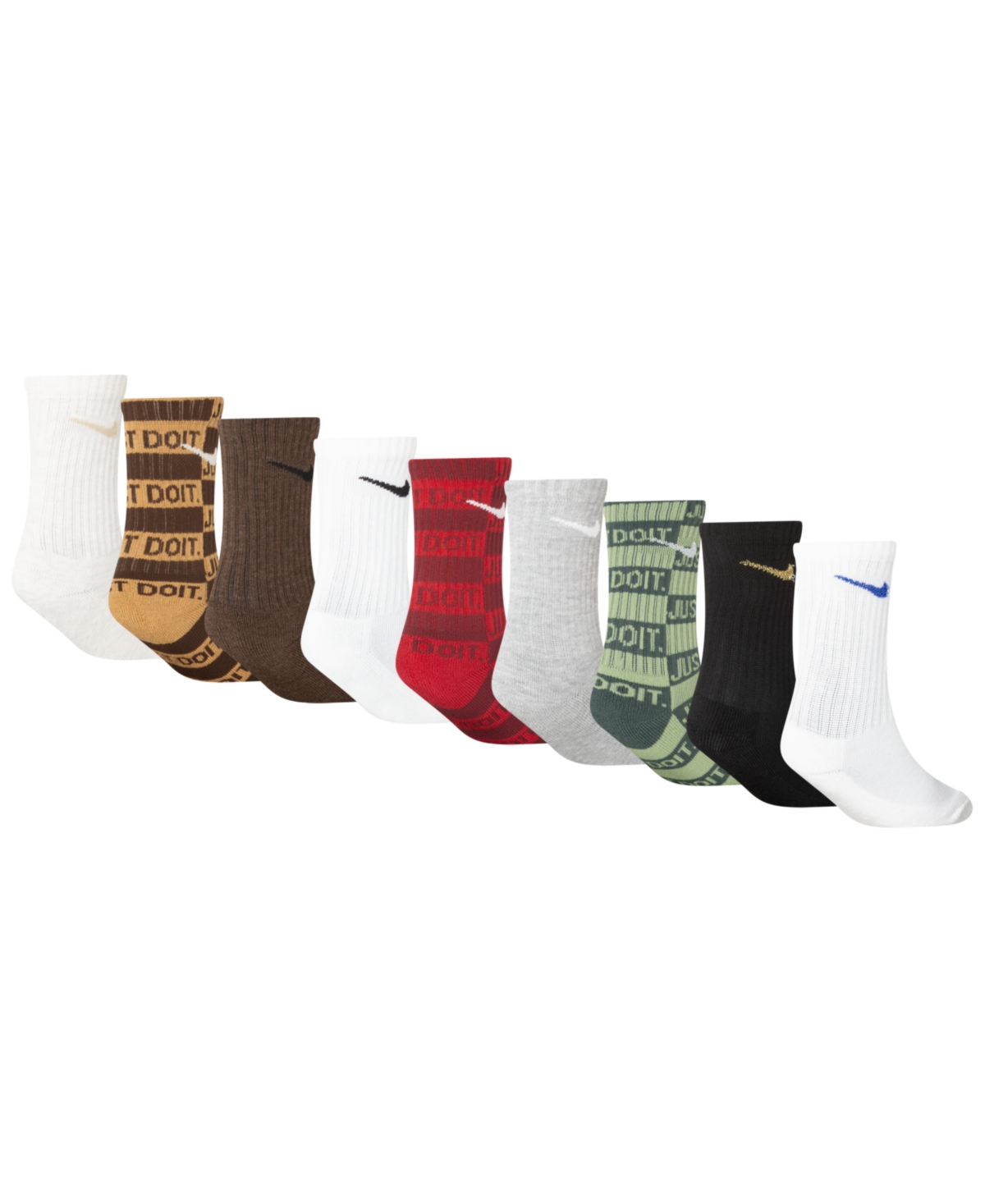 Nike Little Kids Holiday Crew Socks Box Set, 9-pack In White