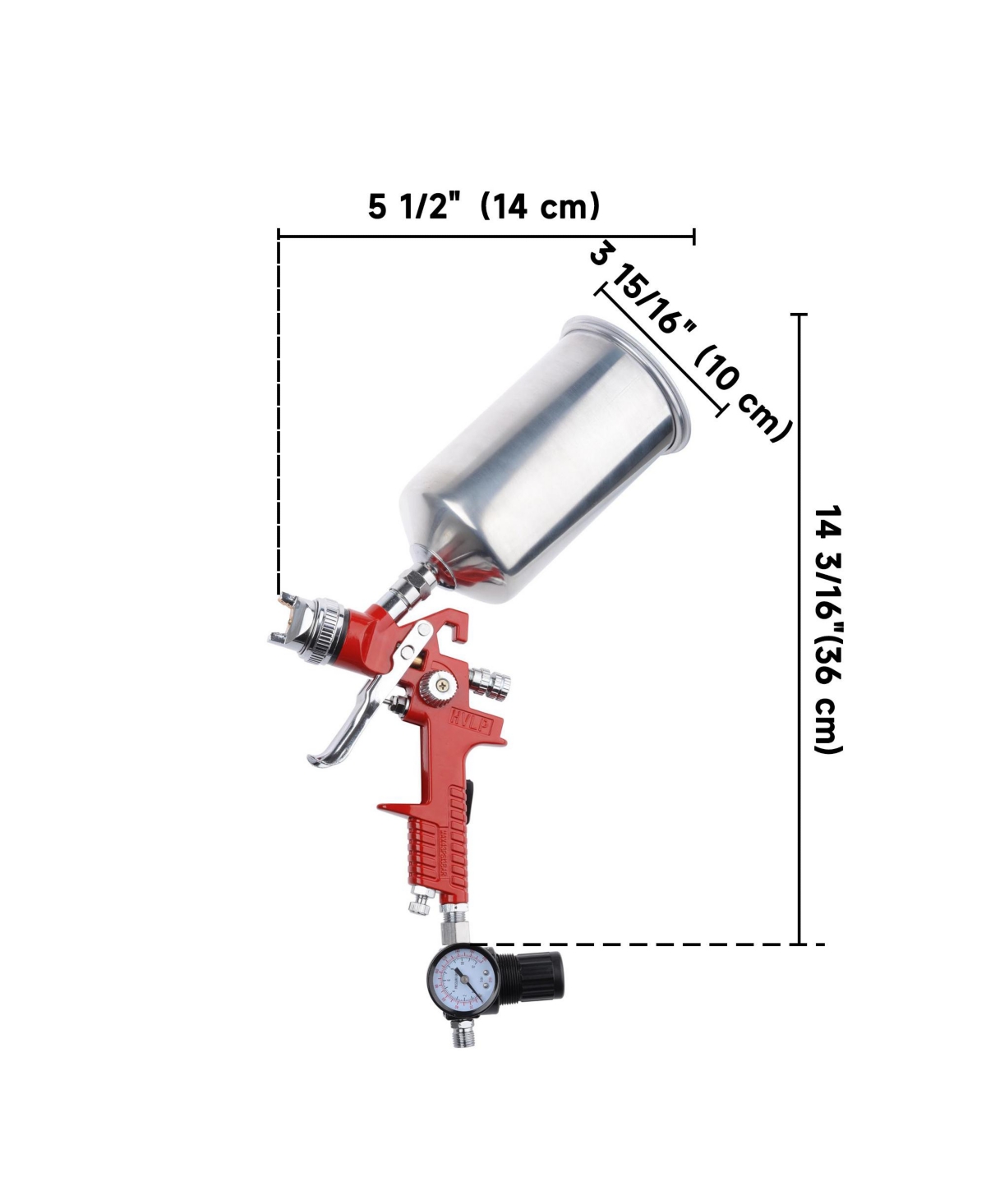 Yescom Hvlp 1.4mm Spray Gun Gravity Feed w/ Air Regulator Car Auto Paint Primer Nozzle Basecoat