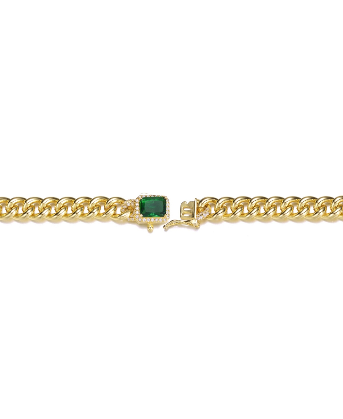 Rachel Glauber 14k Gold Plated with Colored Cubic Zirconia Halo Cluster Curb Chain Bracelet