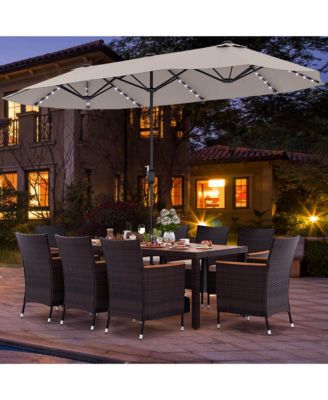 11 PCS Patio Dining Set with 15ft Double-Sided Patio Umbrella (Base Included)