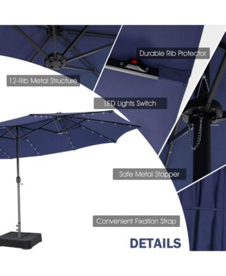 11 PCS Patio Dining Set with 15ft Double-Sided Patio Umbrella (Base Included)
