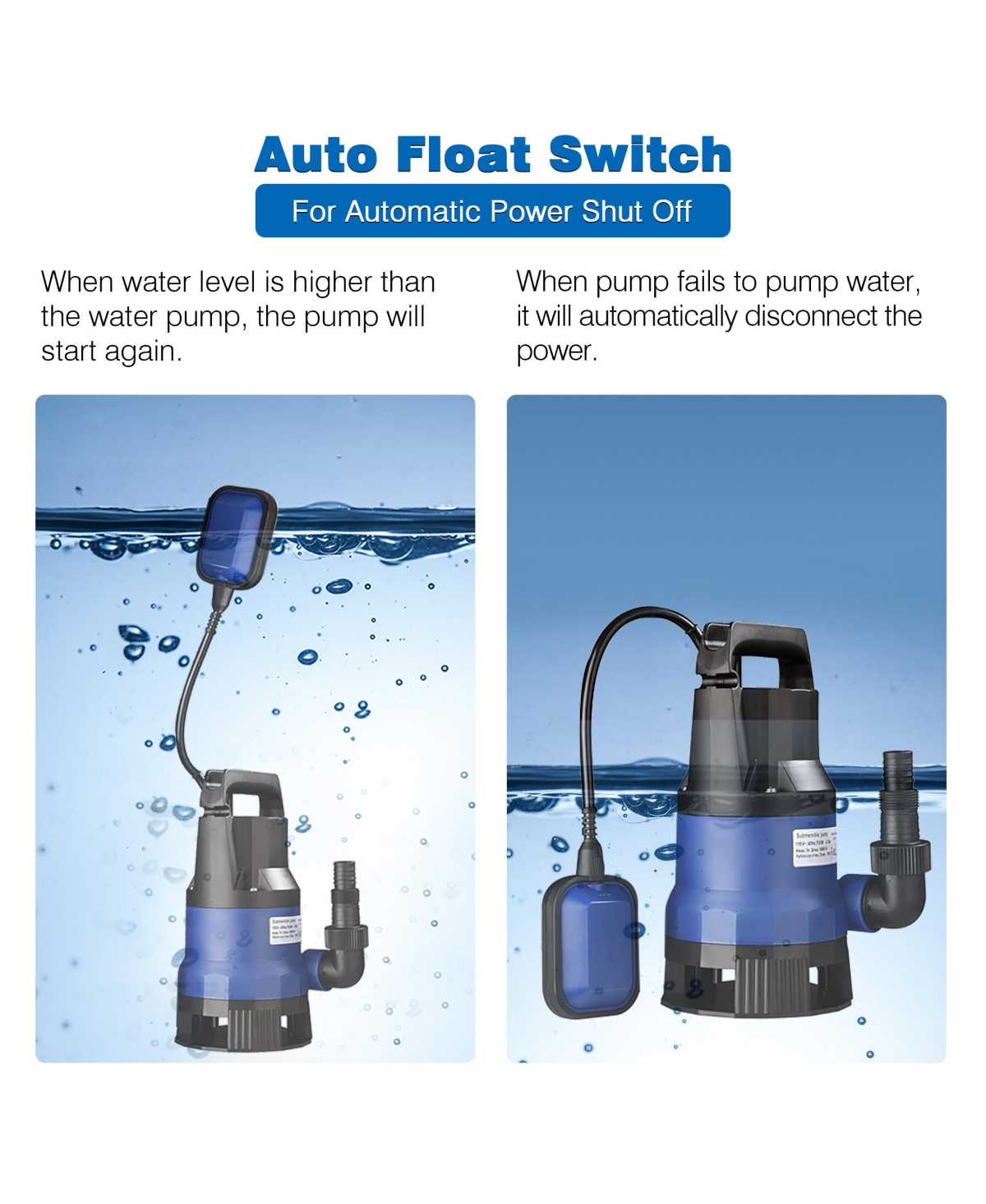 Yescom 3/4HP 2774GPH 550W Submersible Dirty Clean Water Pump Swimming Pool Pond Water Transfer