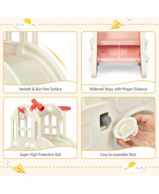 6-In-1 Large Slide for Kids Toddler Climber Slide Playset w/ Basketball Hoop