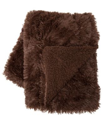 Premium Solid Faux Long Fur Throw Blanket - Soft, Fuzzy Throw Blanket - For Bed or Couch - 60" x 70" - Aubergine