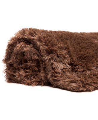 Premium Solid Faux Long Fur Throw Blanket - Soft, Fuzzy Throw Blanket - For Bed or Couch - 60" x 70" - Aubergine