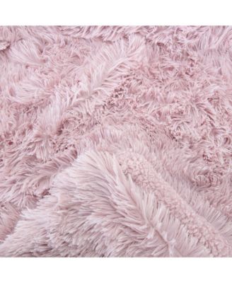Premium Solid Faux Long Fur Throw Blanket - Soft, Fuzzy Throw Blanket - For Bed or Couch - 60" x 70" - Aubergine