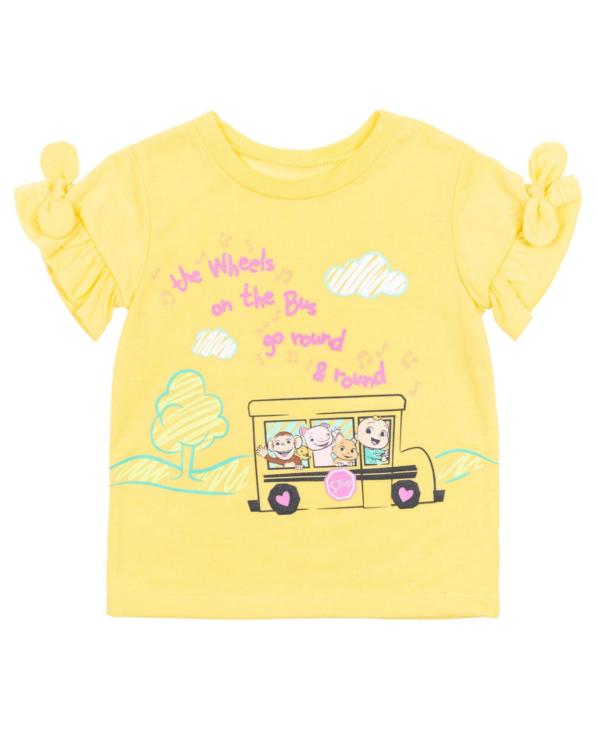 CoComelon Toddler Girls Jj T-Shirt Leggings and Scrunchie 3 Piece Outfit Set to -gray
